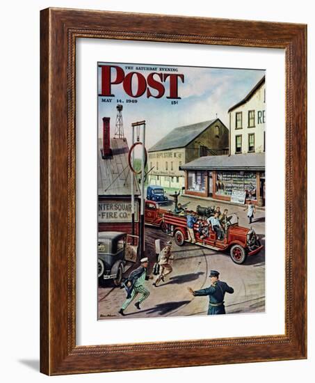 "Small Town Fire Company," Saturday Evening Post Cover, May 14, 1949-Stevan Dohanos-Framed Giclee Print