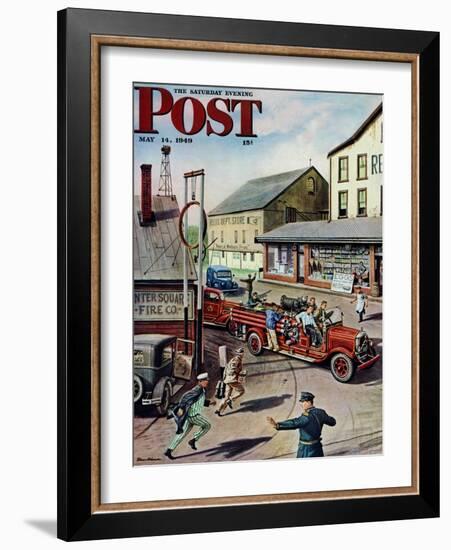 "Small Town Fire Company," Saturday Evening Post Cover, May 14, 1949-Stevan Dohanos-Framed Giclee Print