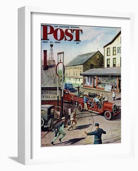 "Small Town Fire Company," Saturday Evening Post Cover, May 14, 1949-Stevan Dohanos-Framed Giclee Print