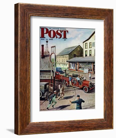 "Small Town Fire Company," Saturday Evening Post Cover, May 14, 1949-Stevan Dohanos-Framed Giclee Print