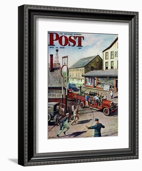 "Small Town Fire Company," Saturday Evening Post Cover, May 14, 1949-Stevan Dohanos-Framed Giclee Print