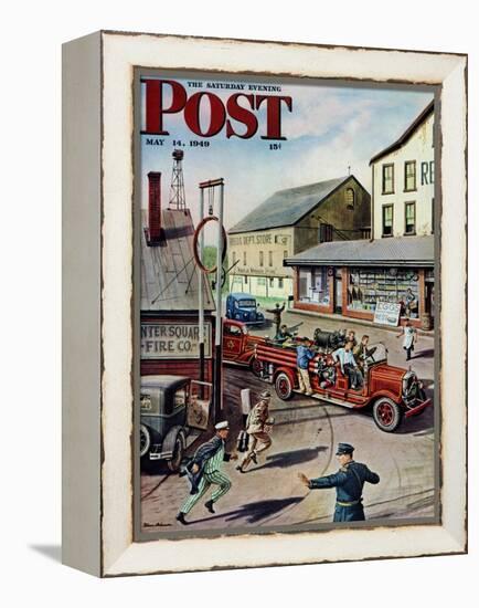 "Small Town Fire Company," Saturday Evening Post Cover, May 14, 1949-Stevan Dohanos-Framed Premier Image Canvas