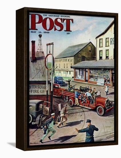 "Small Town Fire Company," Saturday Evening Post Cover, May 14, 1949-Stevan Dohanos-Framed Premier Image Canvas