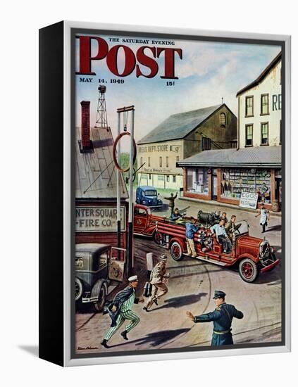 "Small Town Fire Company," Saturday Evening Post Cover, May 14, 1949-Stevan Dohanos-Framed Premier Image Canvas