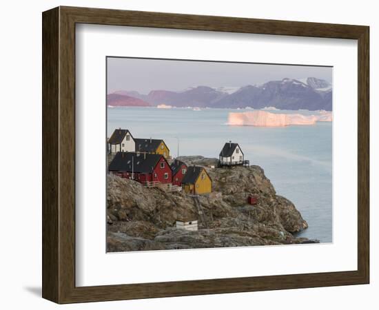 Small town of Uummannaq and glaciated Nuussuaq Peninsula in the background. Greenland-Martin Zwick-Framed Photographic Print