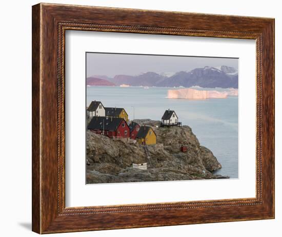 Small town of Uummannaq and glaciated Nuussuaq Peninsula in the background. Greenland-Martin Zwick-Framed Photographic Print