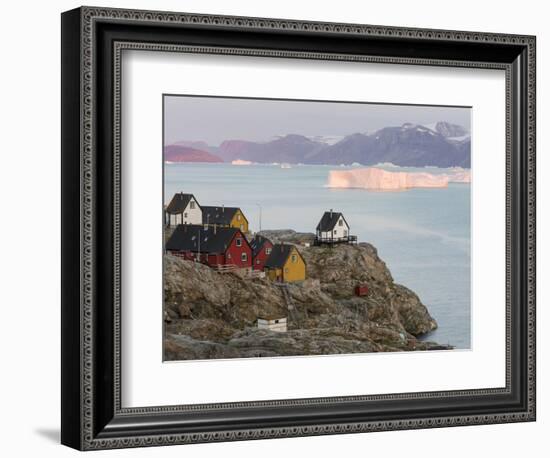 Small town of Uummannaq and glaciated Nuussuaq Peninsula in the background. Greenland-Martin Zwick-Framed Photographic Print