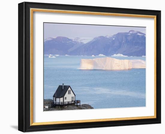 Small town of Uummannaq and glaciated Nuussuaq Peninsula in the background. Greenland-Martin Zwick-Framed Photographic Print