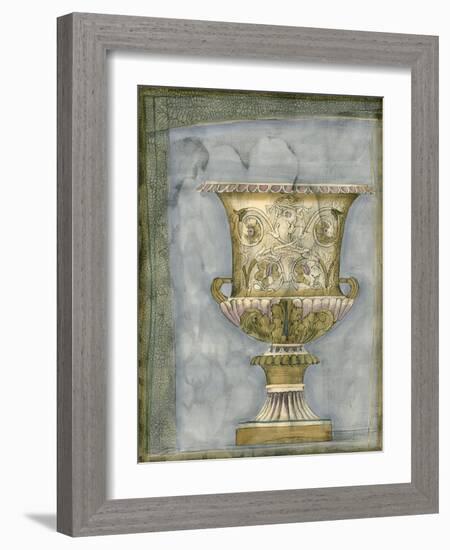 Small Urn and Damask I-Jennifer Goldberger-Framed Art Print