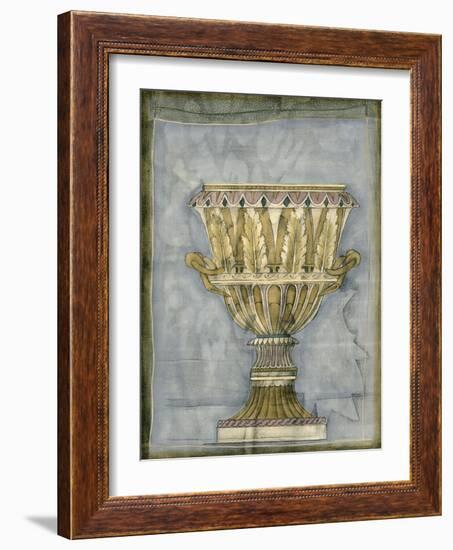 Small Urn and Damask IV-Jennifer Goldberger-Framed Art Print