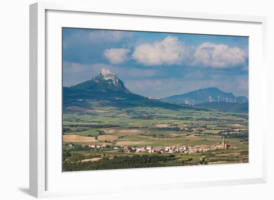 Small Village in La Rioja with the Sierra De Cantabria Mountains Near Laguardia, La Rioja, Spain-Martin Child-Framed Photographic Print