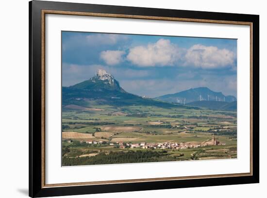 Small Village in La Rioja with the Sierra De Cantabria Mountains Near Laguardia, La Rioja, Spain-Martin Child-Framed Photographic Print