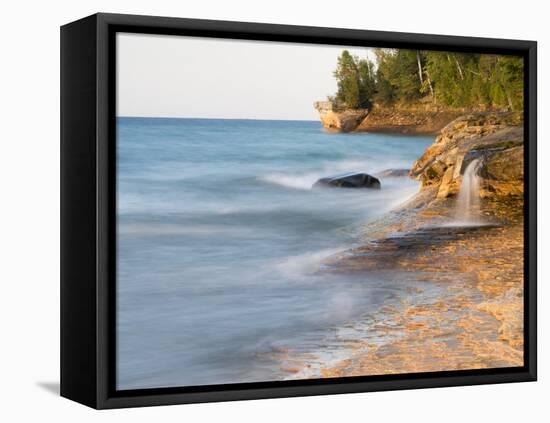 Small Waterfall along the Edge of Miner's Beach at Lake Superior in Pictured Rocks National Seashor-Julianne Eggers-Framed Premier Image Canvas