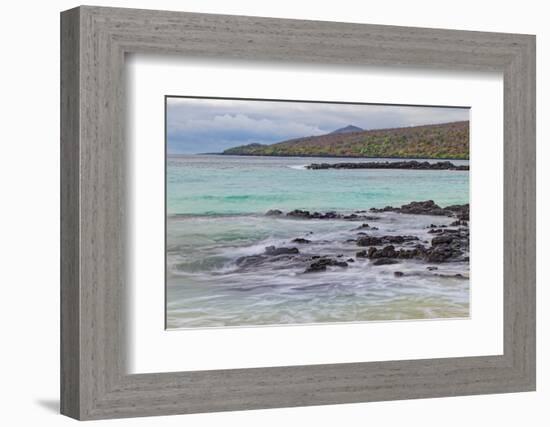 Small waves on lava rocks along shoreline of Floreana Island, Galapagos Islands, Ecuador.-Adam Jones-Framed Photographic Print