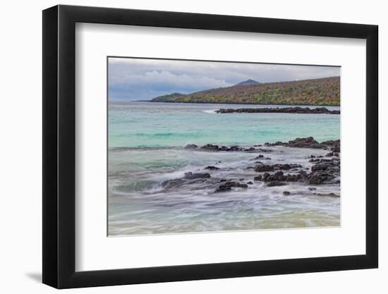 Small waves on lava rocks along shoreline of Floreana Island, Galapagos Islands, Ecuador.-Adam Jones-Framed Photographic Print