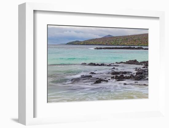 Small waves on lava rocks along shoreline of Floreana Island, Galapagos Islands, Ecuador.-Adam Jones-Framed Photographic Print