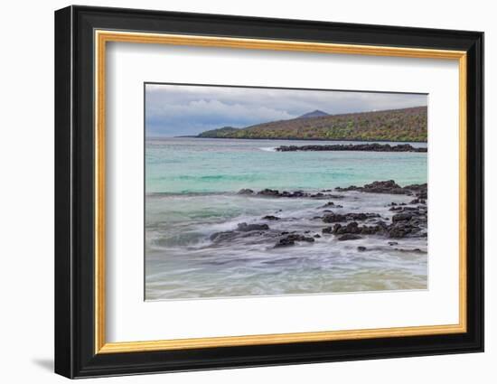 Small waves on lava rocks along shoreline of Floreana Island, Galapagos Islands, Ecuador.-Adam Jones-Framed Photographic Print