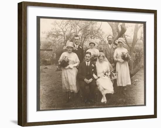 Small Wedding Group Consisting of the Bride and Groom--Framed Photographic Print