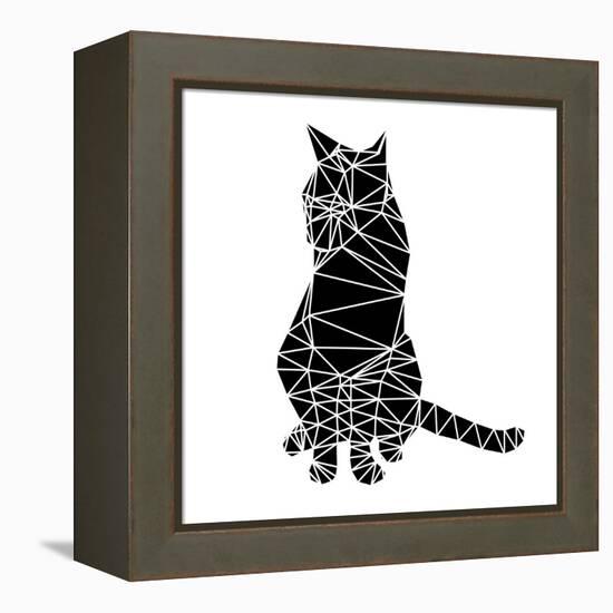 Smart Black Cat Polygon-Lisa Kroll-Framed Stretched Canvas