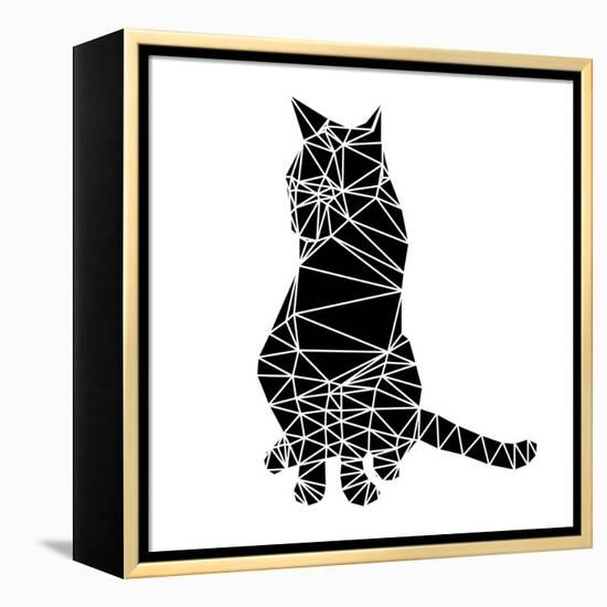 Smart Black Cat Polygon-Lisa Kroll-Framed Stretched Canvas