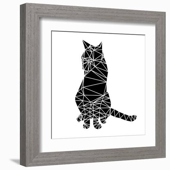 Smart Black Cat Polygon-Lisa Kroll-Framed Art Print