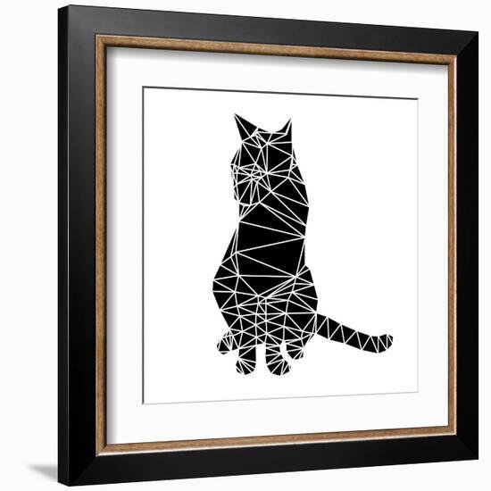 Smart Black Cat Polygon-Lisa Kroll-Framed Art Print