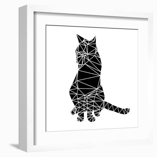 Smart Black Cat Polygon-Lisa Kroll-Framed Art Print