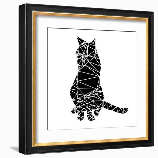 Smart Black Cat Polygon-Lisa Kroll-Framed Art Print