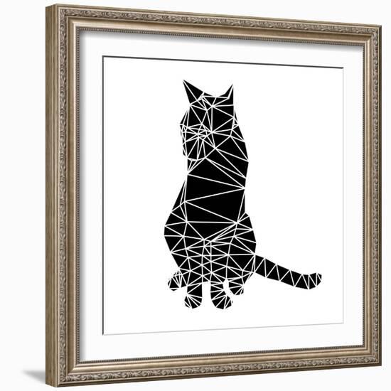 Smart Black Cat Polygon-Lisa Kroll-Framed Art Print