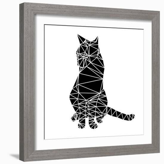 Smart Black Cat Polygon-Lisa Kroll-Framed Art Print