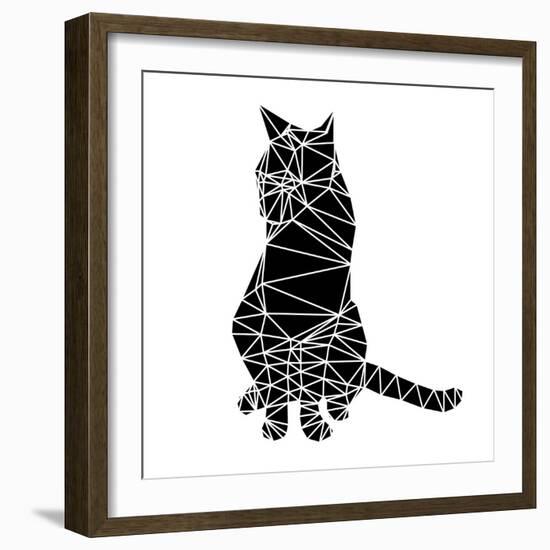 Smart Black Cat Polygon-Lisa Kroll-Framed Art Print