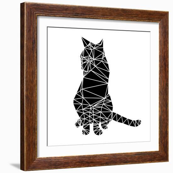 Smart Black Cat Polygon-Lisa Kroll-Framed Art Print