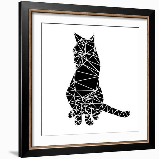 Smart Black Cat Polygon-Lisa Kroll-Framed Art Print