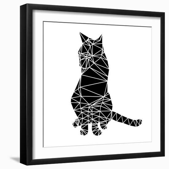 Smart Black Cat Polygon-Lisa Kroll-Framed Art Print