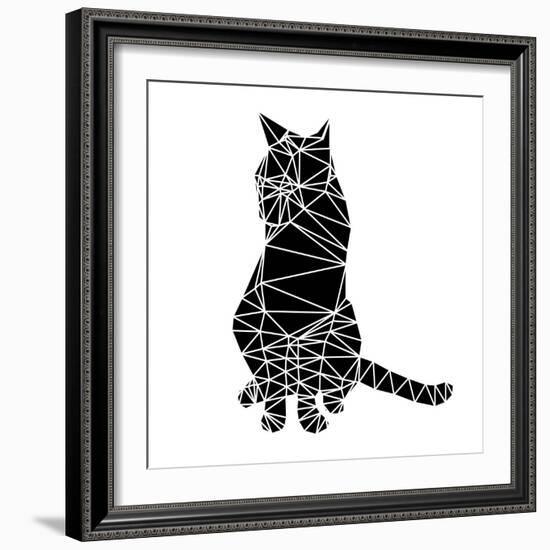 Smart Black Cat Polygon-Lisa Kroll-Framed Art Print