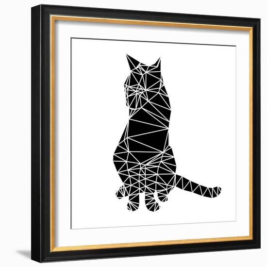 Smart Black Cat Polygon-Lisa Kroll-Framed Art Print