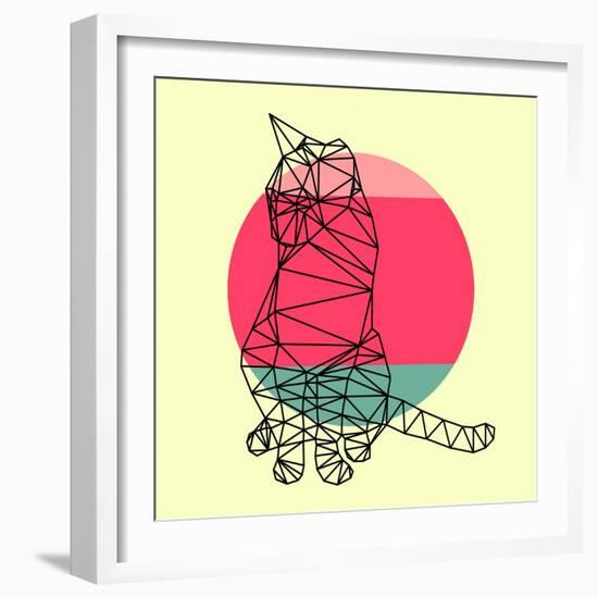 Smart Cat and Sunset-Lisa Kroll-Framed Art Print