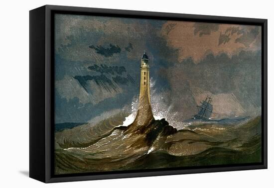 Smeaton's Eddystone Lighthouse, Devon, C1850-null-Framed Premier Image Canvas