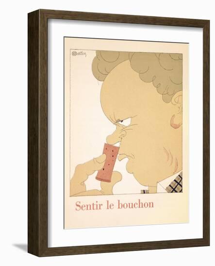 Smelling the Cork, from 'L'Art De Boire' by Louis Forest-Charles Martin-Framed Giclee Print