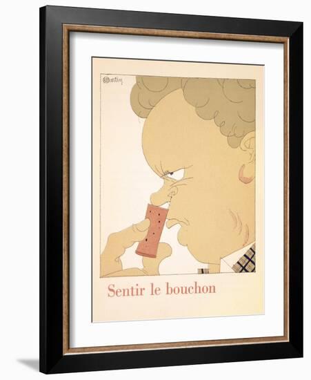 Smelling the Cork, from 'L'Art De Boire' by Louis Forest-Charles Martin-Framed Giclee Print