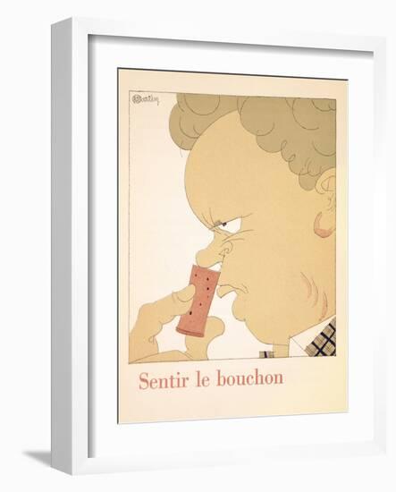 Smelling the Cork, from 'L'Art De Boire' by Louis Forest-Charles Martin-Framed Giclee Print