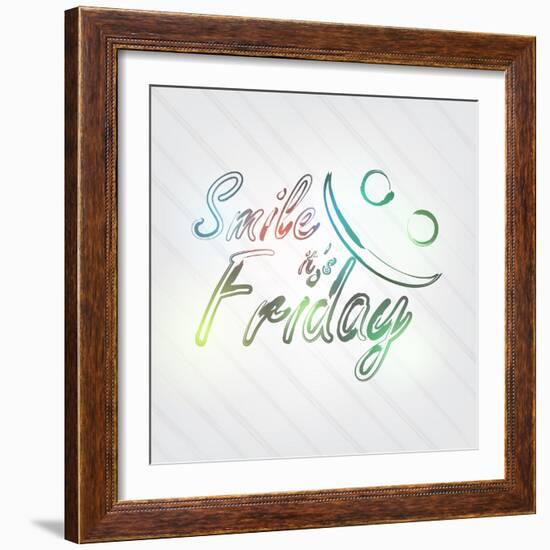 Smile it's Friday Typography-maxmitzu-Framed Art Print