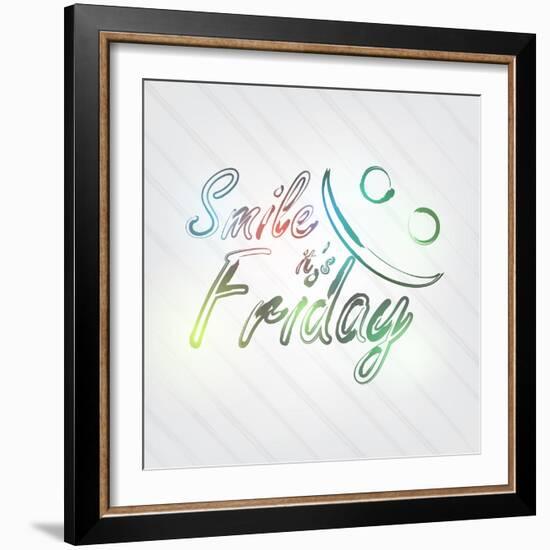 Smile it's Friday Typography-maxmitzu-Framed Art Print