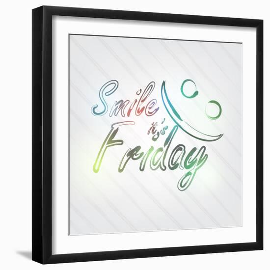 Smile it's Friday Typography-maxmitzu-Framed Art Print