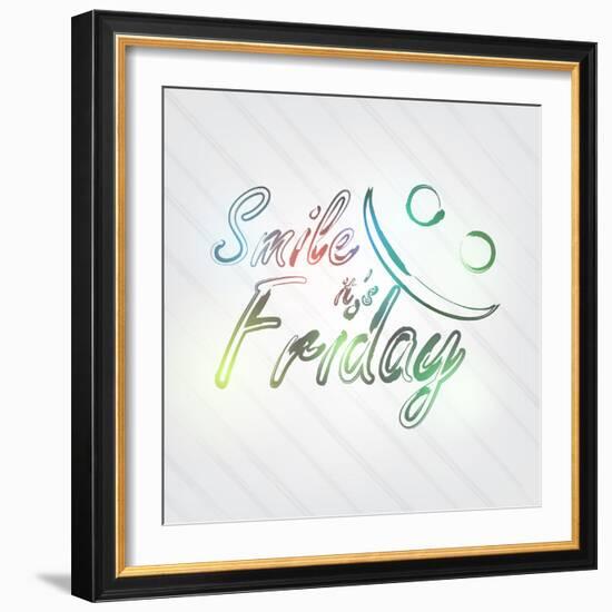 Smile it's Friday Typography-maxmitzu-Framed Art Print