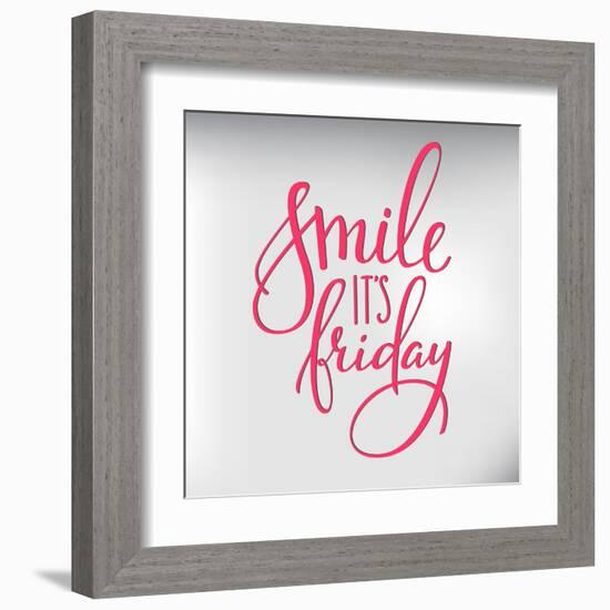 Smile its Friday Lettering-Lelene-Framed Art Print