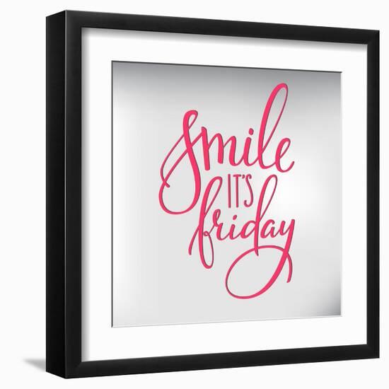 Smile its Friday Lettering-Lelene-Framed Art Print