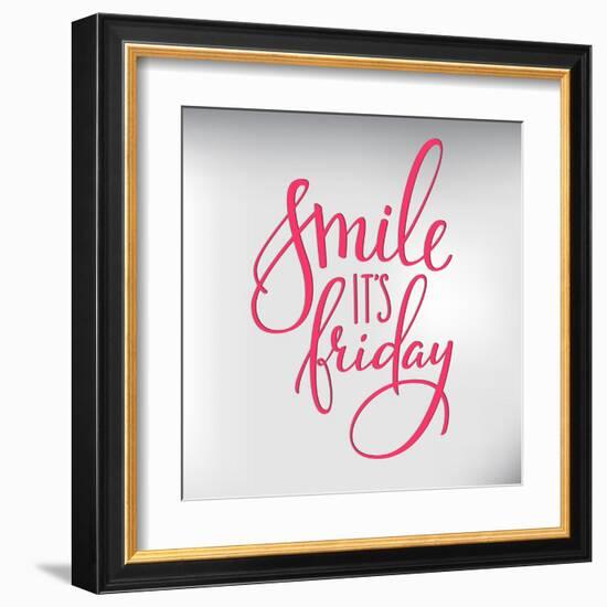 Smile its Friday Lettering-Lelene-Framed Art Print