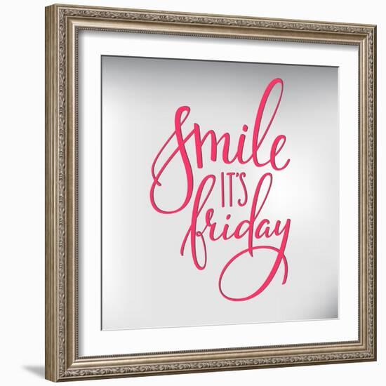 Smile its Friday Lettering-Lelene-Framed Art Print