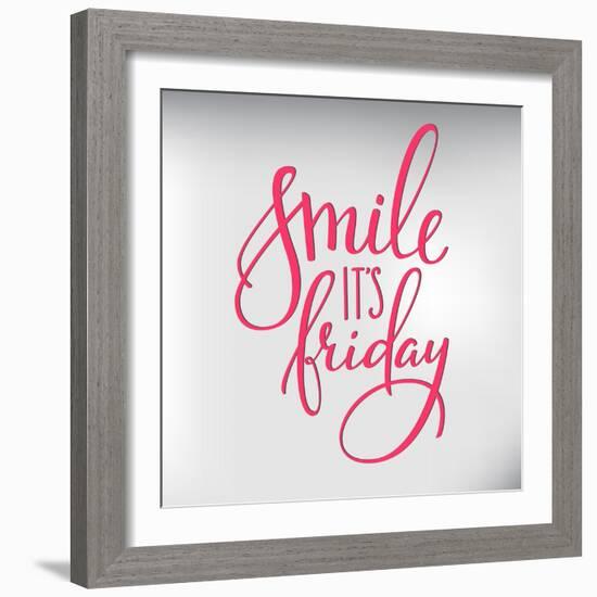 Smile its Friday Lettering-Lelene-Framed Art Print